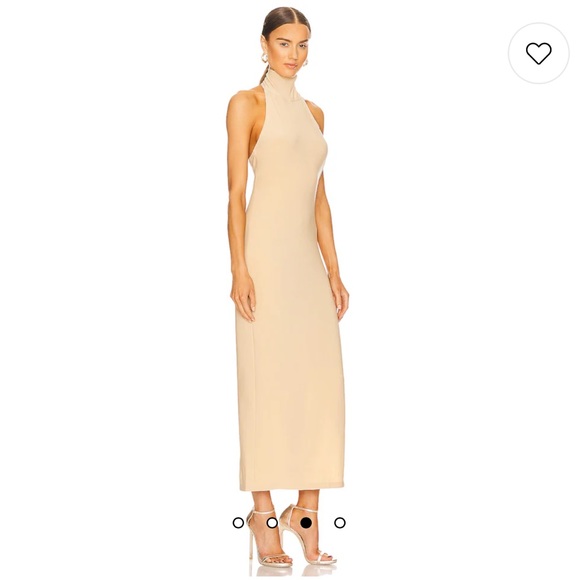 Norma Kamali x REVOLVE Halter Turtle Side Slit Gown in Blonde - Picture 2 of 4